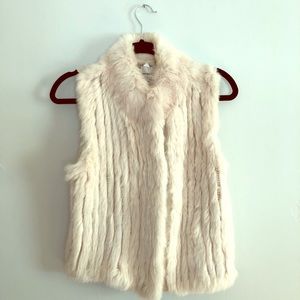 Haute Hippie Knit Genuine Rabbit Fur Front Vest